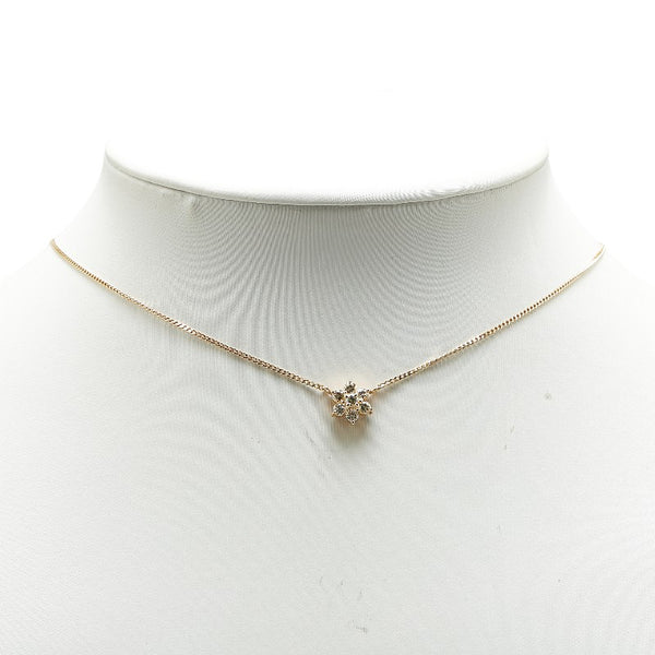 K18YG イエローゴールド ダイヤ0.50ct 花 フラワー モチーフ ネックレス レディース 【中古】