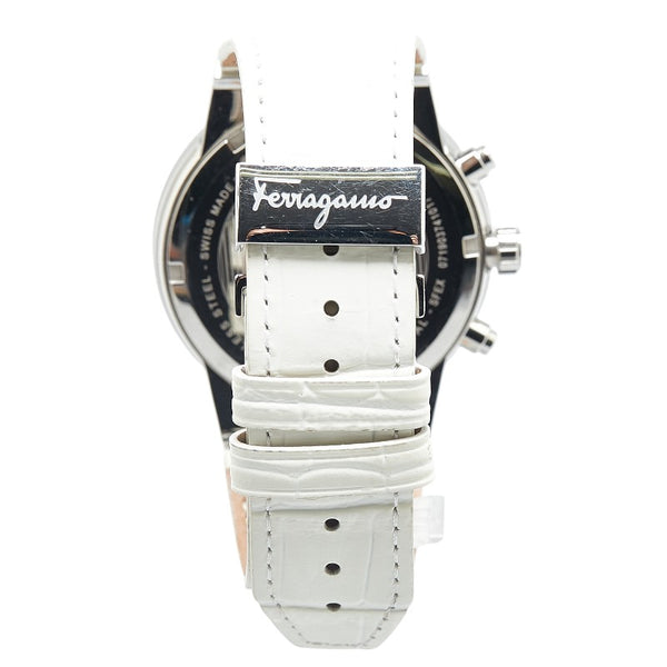 サルヴァトーレフェラガモ F-80 型押し 腕時計 クオーツ ネイビー文字盤 ステンレススチール レザー メンズ Salvatore Ferragamo 【中古】