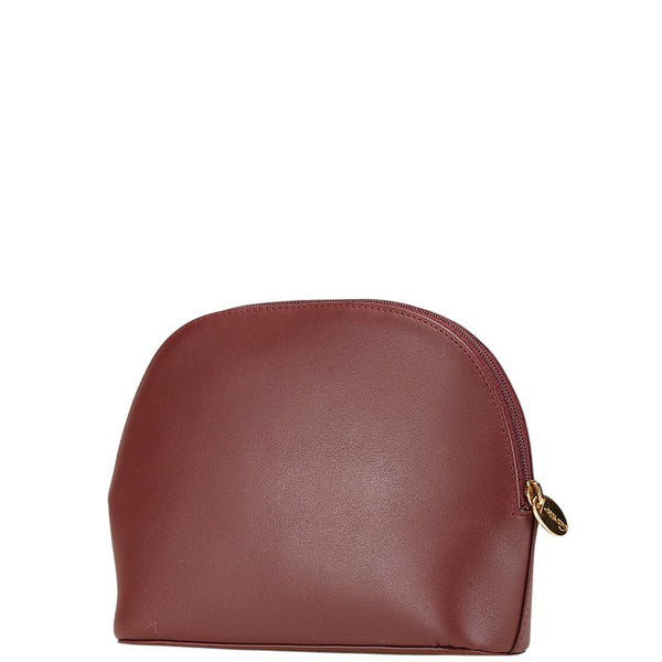 カルティエ マストライン ポーチ ワインレッド ボルドー レザー レディース CARTIER 【中古】