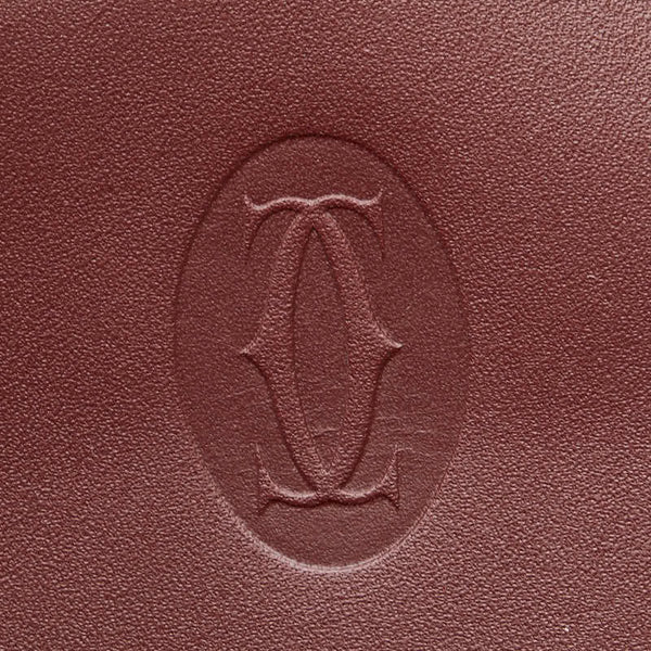 カルティエ マストライン ポーチ ワインレッド ボルドー レザー レディース CARTIER 【中古】