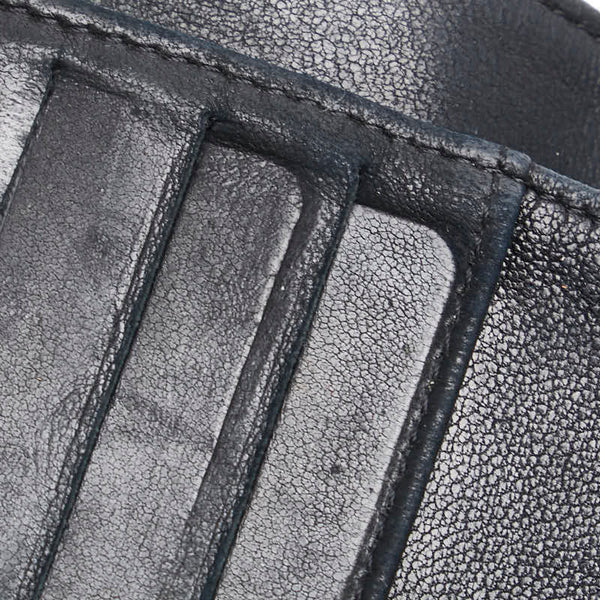 シャネル ココマーク 三つ折り財布 コンパクトウォレット ブラック キャビアスキン レディース CHANEL 【中古】