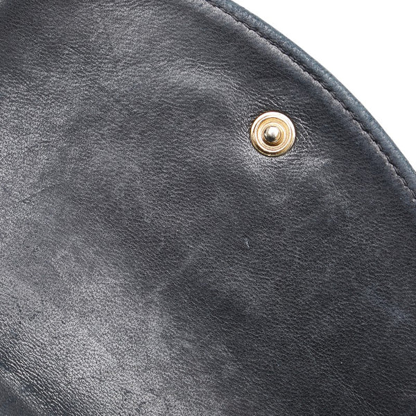 シャネル ココマーク 三つ折り財布 コンパクトウォレット ブラック キャビアスキン レディース CHANEL 【中古】