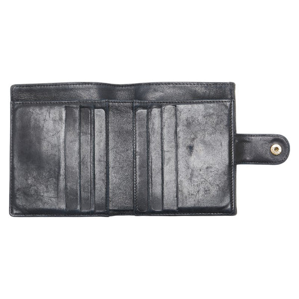 シャネル ココマーク 三つ折り財布 コンパクトウォレット ブラック キャビアスキン レディース CHANEL 【中古】