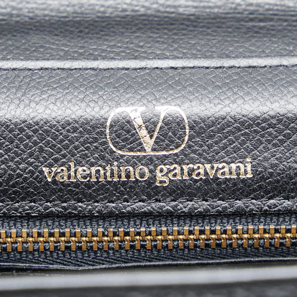 ヴァレンチノ ロゴ ハンドバッグ ブラック レザー レディース Valentino 【中古】