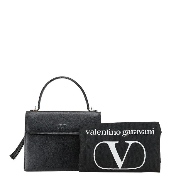 ヴァレンチノ ロゴ ハンドバッグ ブラック レザー レディース Valentino 【中古】
