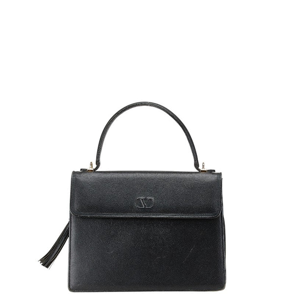 ヴァレンチノ ロゴ ハンドバッグ ブラック レザー レディース Valentino 【中古】