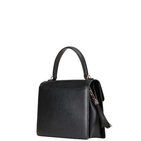 ヴァレンチノ ロゴ ハンドバッグ ブラック レザー レディース Valentino 【中古】