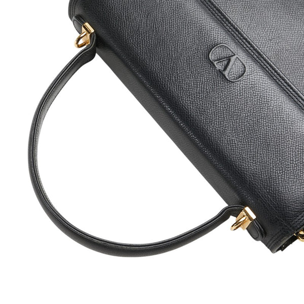 ヴァレンチノ ロゴ ハンドバッグ ブラック レザー レディース Valentino 【中古】