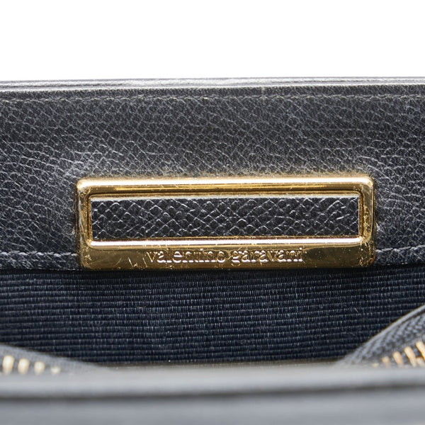 ヴァレンチノ ロゴ ハンドバッグ ブラック レザー レディース Valentino 【中古】