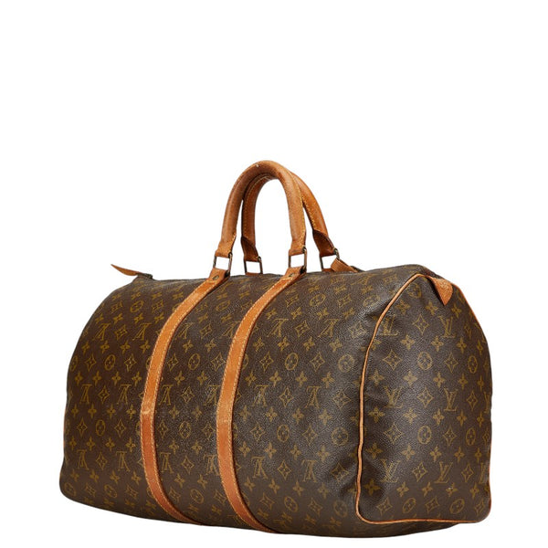 ルイ ヴィトン モノグラム キーポル50 ボストンバッグ ショルダーバッグ M41426 ブラウン PVC レザー レディース LOUIS VUITTON 【中古】