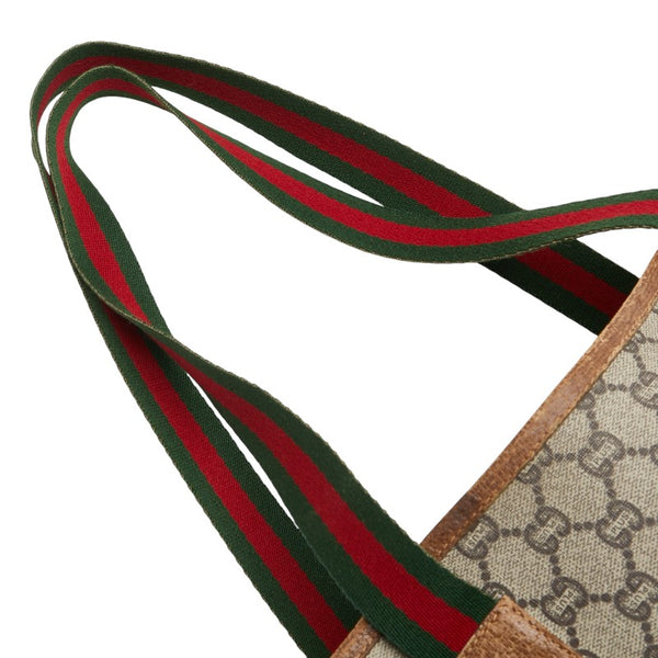 グッチ GGプラス シェリーライン ハンドバッグ トートバッグ ブラウン ベージュ キャンバス レディース GUCCI 【中古】