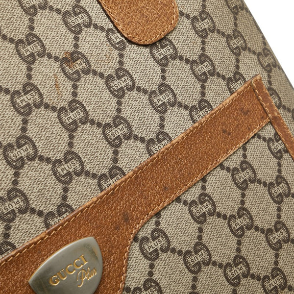 グッチ GGプラス シェリーライン ハンドバッグ トートバッグ ブラウン ベージュ キャンバス レディース GUCCI 【中古】