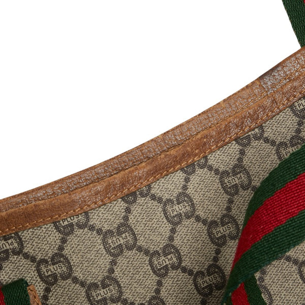 グッチ GGプラス シェリーライン ハンドバッグ トートバッグ ブラウン ベージュ キャンバス レディース GUCCI 【中古】