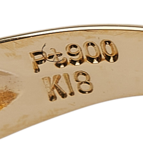 K18YG イエローゴールド Pt900 プラチナ コンビ ダイヤ0.10ct リング 指輪 レディース 11.5号 【中古】