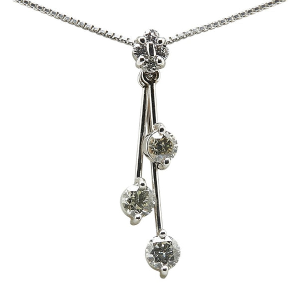 K18WG ホワイトゴールド ダイヤ0.70ct スイング ベネチアンチェーン ネックレス レディース 【中古】