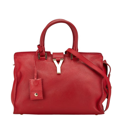 サンローラン プチカバス Yライン ハンドバッグ ショルダーバッグ 2WAY 311210 レッド レザー レディース SAINT LAURENT 【中古】