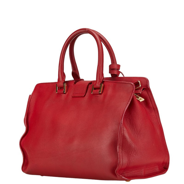 サンローラン プチカバス Yライン ハンドバッグ ショルダーバッグ 2WAY 311210 レッド レザー レディース SAINT LAURENT 【中古】