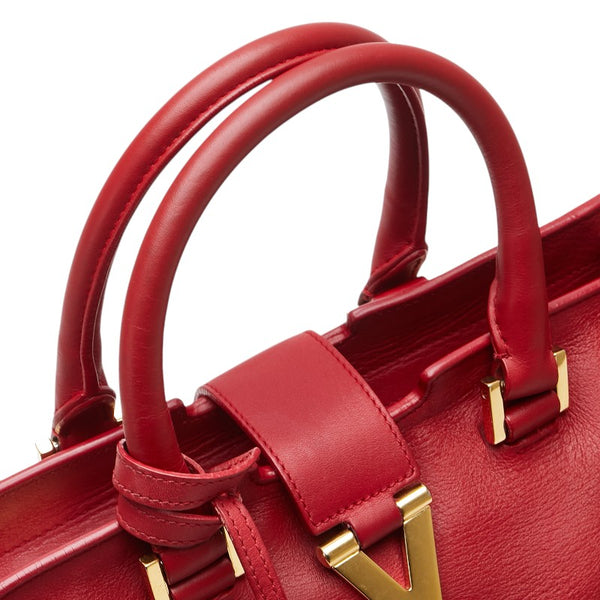 サンローラン プチカバス Yライン ハンドバッグ ショルダーバッグ 2WAY 311210 レッド レザー レディース SAINT LAURENT 【中古】