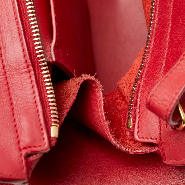 サンローラン プチカバス Yライン ハンドバッグ ショルダーバッグ 2WAY 311210 レッド レザー レディース SAINT LAURENT 【中古】
