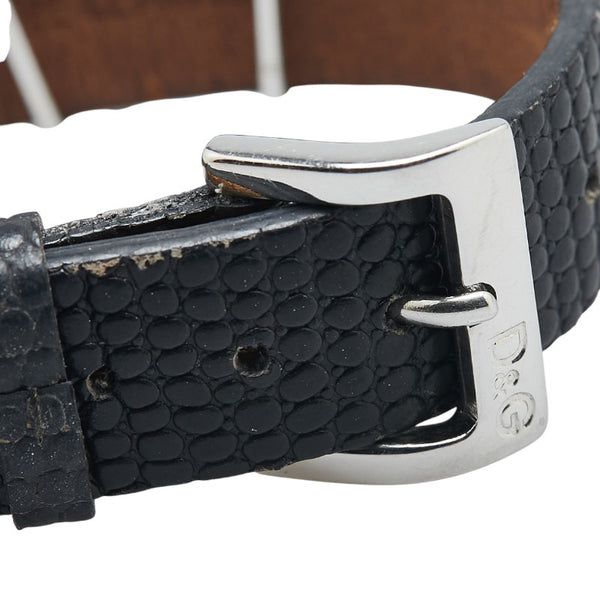 ドルチェアンドガッバーナ TIME I Love D&G 腕時計 DW0005 クオーツ ブラック文字盤 ステンレススチール レザー ラインストーン レディース DOLCE&GABBANA 【中古】