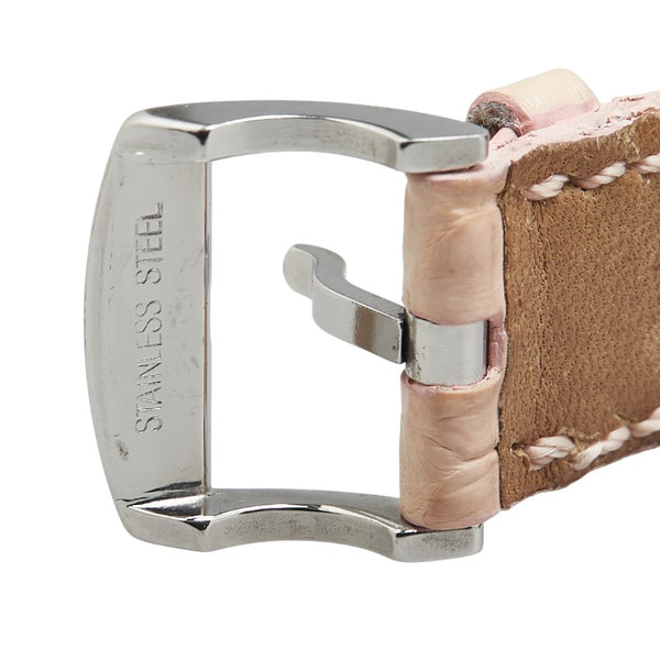 ブルガリ レッタンゴロ 型押し 腕時計 RT39S クオーツ ホワイト文字盤 ステンレススチール レザー レディース BVLGARI 【中古】