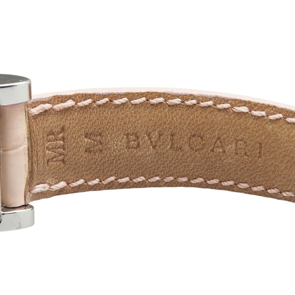 ブルガリ レッタンゴロ 型押し 腕時計 RT39S クオーツ ホワイト文字盤 ステンレススチール レザー レディース BVLGARI 【中古】