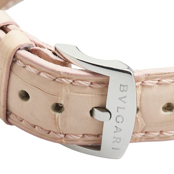ブルガリ レッタンゴロ 型押し 腕時計 RT39S クオーツ ホワイト文字盤 ステンレススチール レザー レディース BVLGARI 【中古】