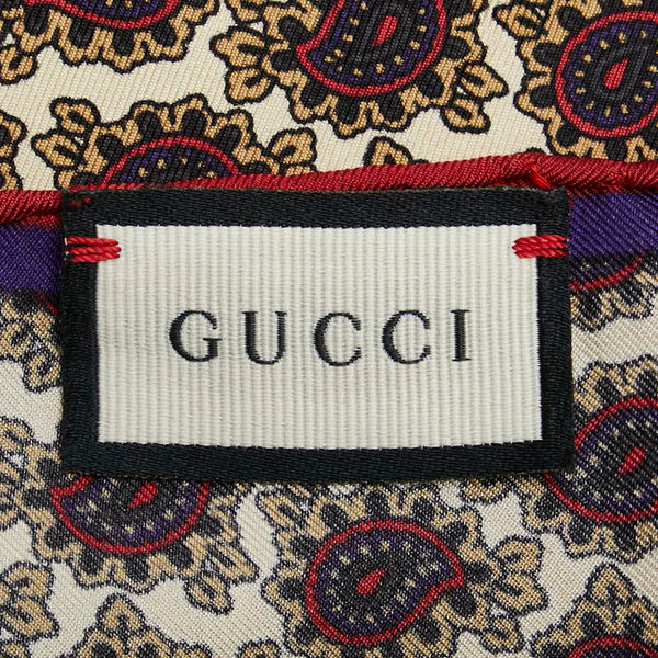 グッチ ペイズリー柄 スカーフ パープル マルチカラー レディース GUCCI 【中古】