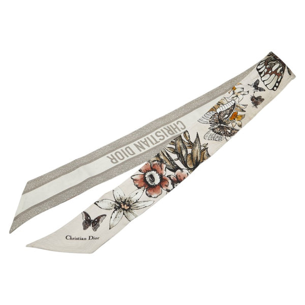 クリスチャンディオール フラワー ボタニカル ミッツァ スカーフ ベージュ ブラウン レディース Christian Dior 【中古】