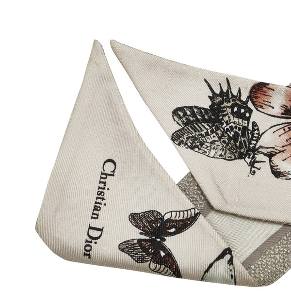 クリスチャンディオール フラワー ボタニカル ミッツァ スカーフ ベージュ ブラウン レディース Christian Dior 【中古】