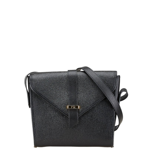 サンローラン 斜め掛け ショルダーバッグ ブラック レザー レディース SAINT LAURENT 【中古】