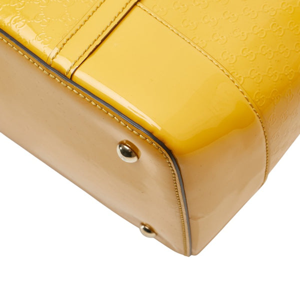 グッチ マイクロ グッチシマ ハンドバッグ トートバッグ 809614 イエロー パテントレザー レディース GUCCI 【中古】