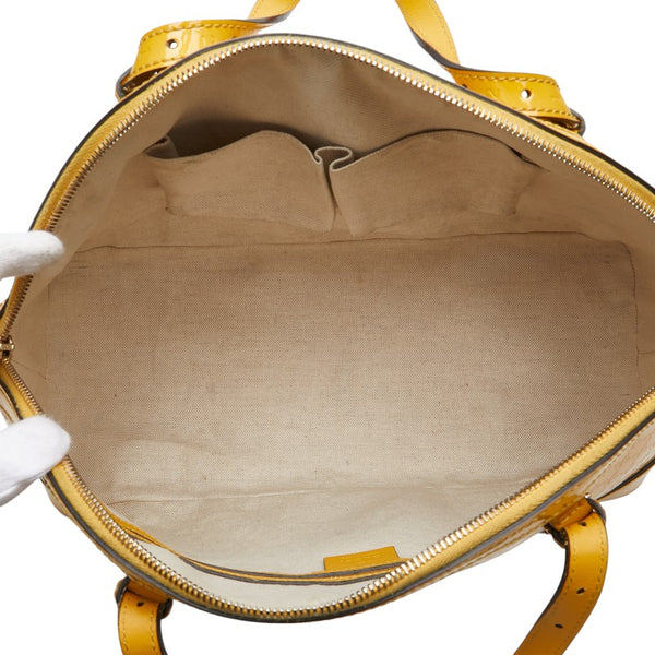 グッチ マイクロ グッチシマ ハンドバッグ トートバッグ 809614 イエロー パテントレザー レディース GUCCI 【中古】