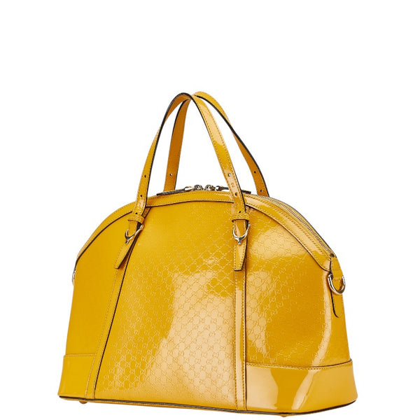 グッチ マイクロ グッチシマ ハンドバッグ トートバッグ 809614 イエロー パテントレザー レディース GUCCI 【中古】