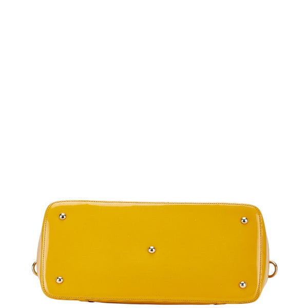 グッチ マイクロ グッチシマ ハンドバッグ トートバッグ 809614 イエロー パテントレザー レディース GUCCI 【中古】