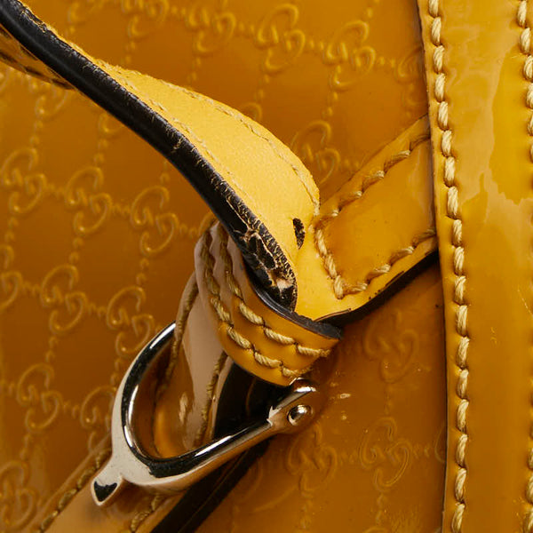グッチ マイクロ グッチシマ ハンドバッグ トートバッグ 809614 イエロー パテントレザー レディース GUCCI 【中古】