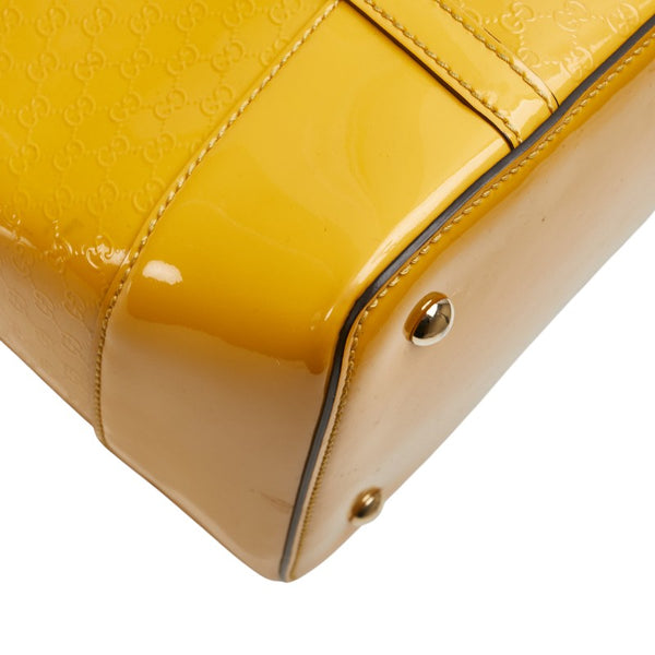 グッチ マイクロ グッチシマ ハンドバッグ トートバッグ 809614 イエロー パテントレザー レディース GUCCI 【中古】