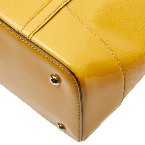 グッチ マイクロ グッチシマ ハンドバッグ トートバッグ 809614 イエロー パテントレザー レディース GUCCI 【中古】