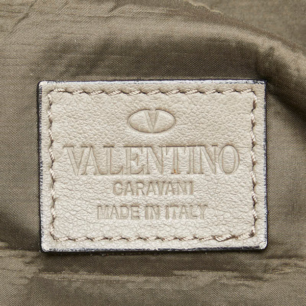 ヴァレンティノ カモフラージュ 迷彩 リュック バックパック カーキグリーン ブルー ナイロン レザー レディース VALENTINO 【中古】