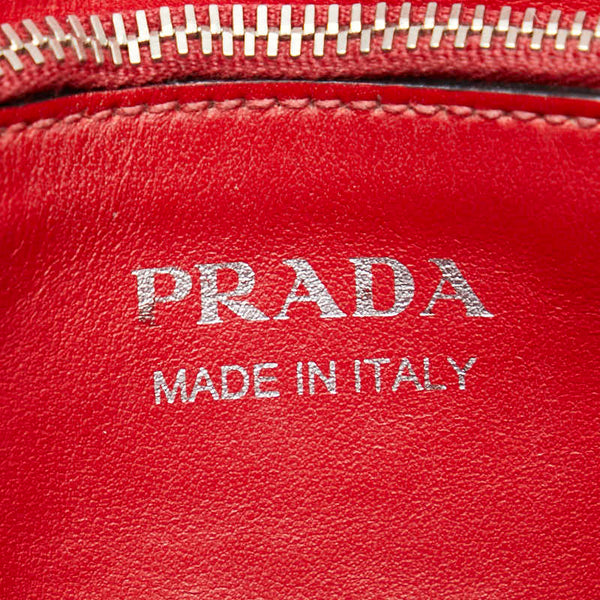 プラダ エレクトラ スタッズ 斜め掛け ショルダーバッグ  レッド レザー サフィアーノ レディース PRADA 【中古】