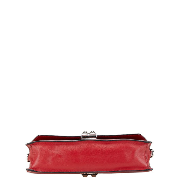 プラダ エレクトラ スタッズ 斜め掛け ショルダーバッグ  レッド レザー サフィアーノ レディース PRADA 【中古】
