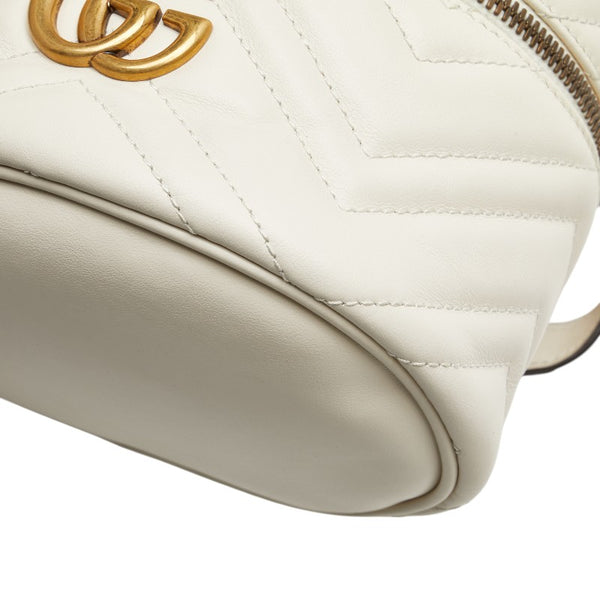 グッチ GGマーモント チェーン ミニ リュック バックパック 598594 ホワイト レザー レディース GUCCI 【中古】