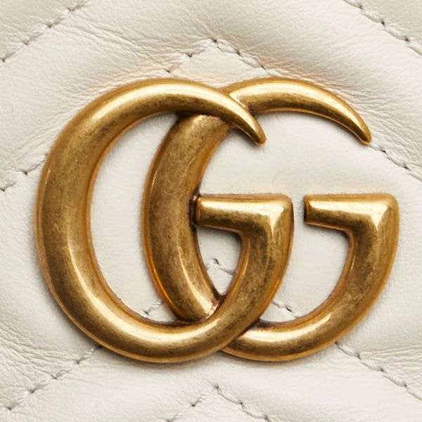 グッチ GGマーモント チェーン ミニ リュック バックパック 598594 ホワイト レザー レディース GUCCI 【中古】