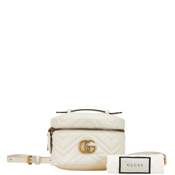 グッチ GGマーモント チェーン ミニ リュック バックパック 598594 ホワイト レザー レディース GUCCI 【中古】