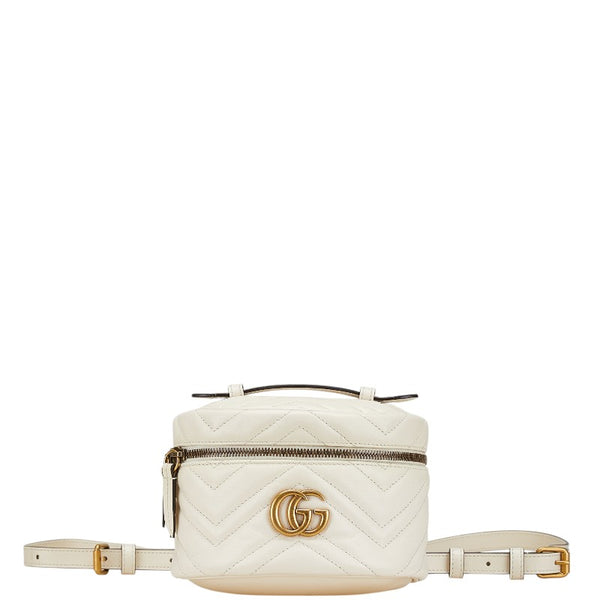 グッチ GGマーモント チェーン ミニ リュック バックパック 598594 ホワイト レザー レディース GUCCI 【中古】