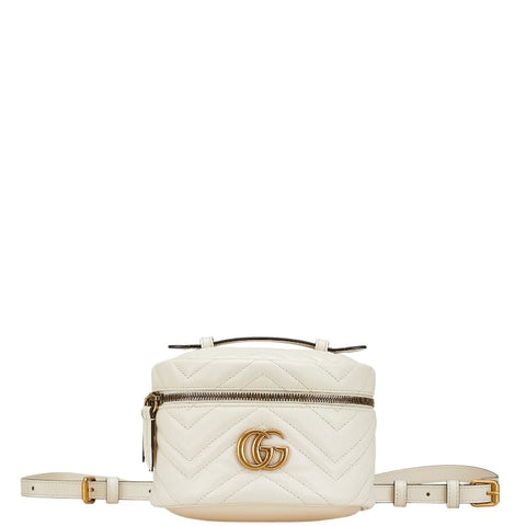 グッチ GGマーモント チェーン ミニ リュック バックパック 598594 ホワイト レザー レディース GUCCI 【中古】