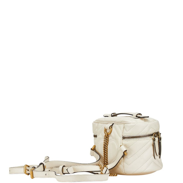 グッチ GGマーモント チェーン ミニ リュック バックパック 598594 ホワイト レザー レディース GUCCI 【中古】