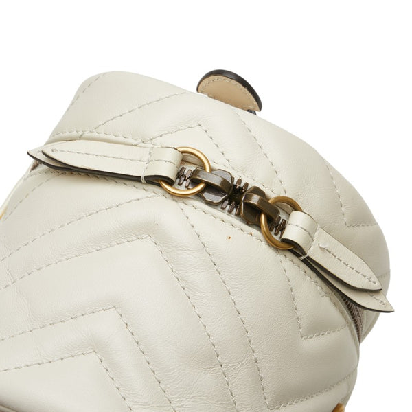 グッチ GGマーモント チェーン ミニ リュック バックパック 598594 ホワイト レザー レディース GUCCI 【中古】
