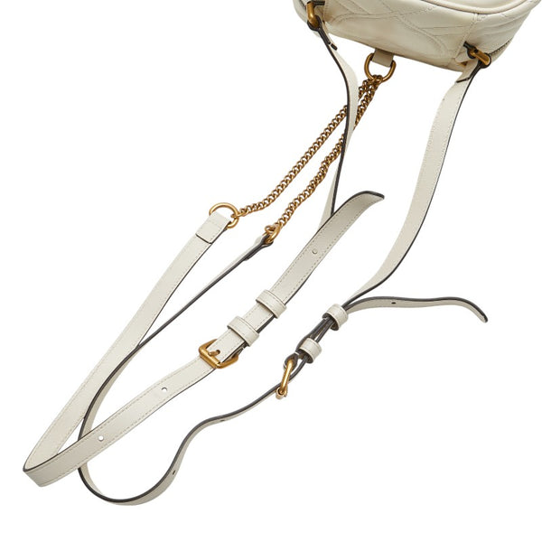 グッチ GGマーモント チェーン ミニ リュック バックパック 598594 ホワイト レザー レディース GUCCI 【中古】