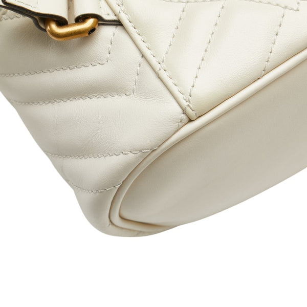 グッチ GGマーモント チェーン ミニ リュック バックパック 598594 ホワイト レザー レディース GUCCI 【中古】